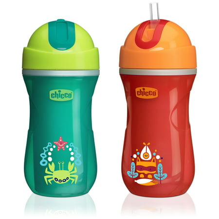 Chicco Insulated No Spill Flip-Top Straw Sippy Cup 12M+, 9oz Orange/Teal (Best Spill Proof Sippy Cups Toddlers)