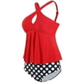 thumbnail image 3 of Sexy Dance Women 2pcs Front Crossover Bikini Tankini Swimsuit Tummy Control Swimwear Backless Beachwear High Waisted Bathing Suit, 3 of 4