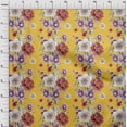thumbnail image 3 of oneOone Polyester Lycra Yellow Fabric Leaves|Lotus & Rose Floral Craft Projects Decor Fabric Printed By The Yard 56 Inch Wide, 3 of 4