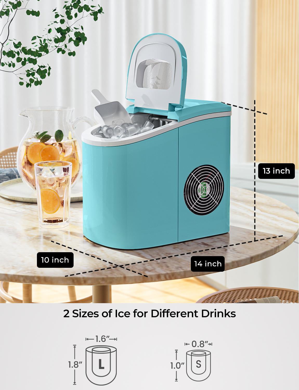 Giantex Portable Compact Electric Ice Maker, Countertop Ice Making Machine w/Easy Operated Panel, Quiet Running & Energy Efficient Finish: Mint Blue