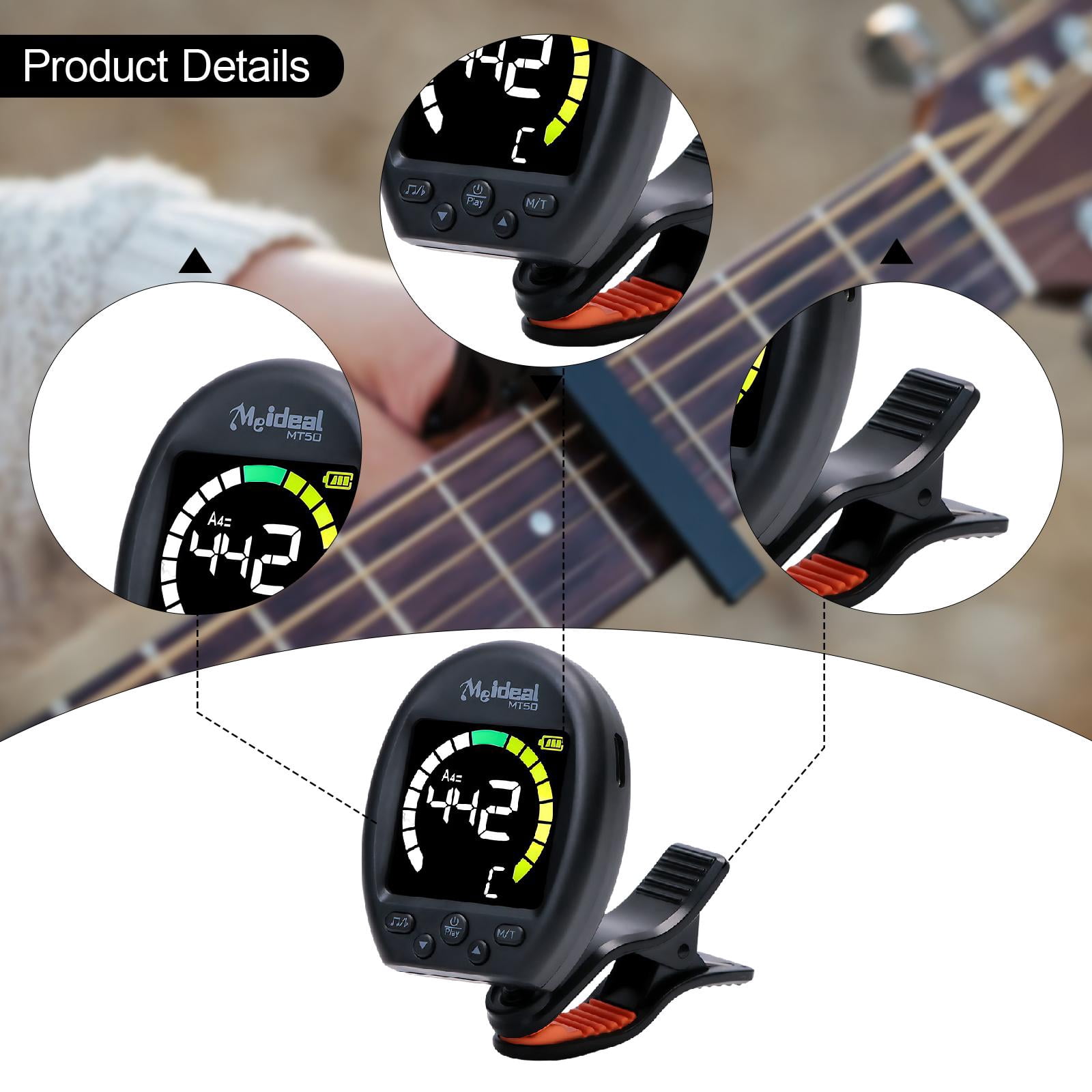 Guitar Tuner Violin Ukulele 360 Degree Rotating Function for Instrument Players and Students