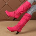 thumbnail image 4 of KEVCHE Women's Chunky Heel Knee High Boots, Fall Winter Lace Up Pointed Toe High Heel Boots with Breathable Lining, Trendy Boots for Daily Party Wear, 4 of 7