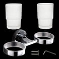 thumbnail image 3 of Vaso de vidrio doble para cepillo de dientes con soporte, portavasos de enjuague bucal para baño y baño, de acero inoxidable 304 cromado, 3 of 5