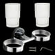 thumbnail image 3 of Vaso de vidrio doble para cepillo de dientes con soporte, portavasos de enjuague bucal para baño y baño, de acero inoxidable 304 cromado, 3 of 5
