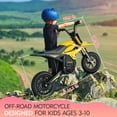 thumbnail image 5 of DuoDian Electric Dirt Bike for kids,850W Peak Motor 15.5MPH Top Speed, 6.8Miles Range 36V 4Ah Battery, 12*2.75 Inch Inflatable Tires, Rear Disc Brake For Road age 3-10，Yellow, 5 of 9