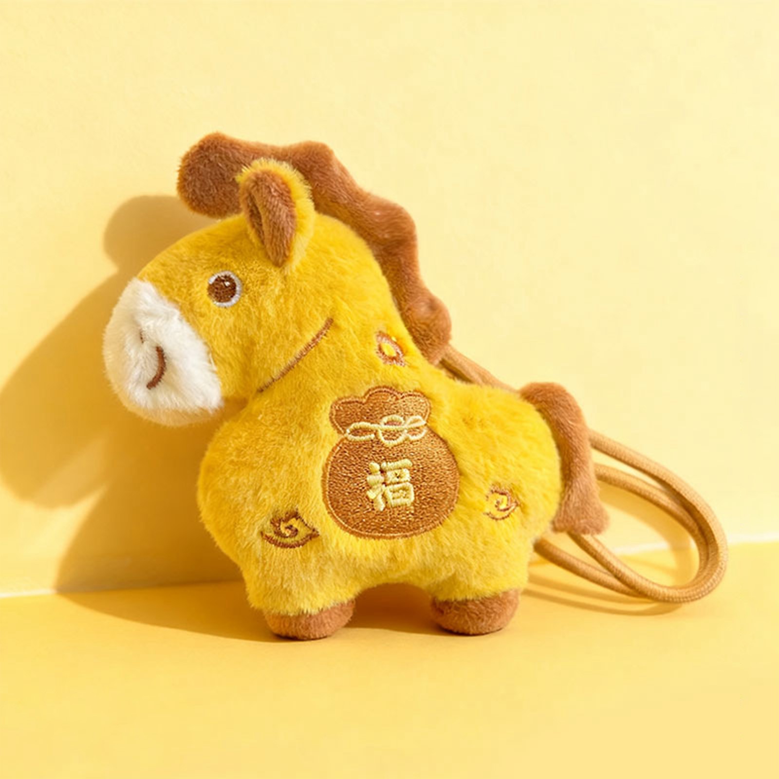 2026 Year of The Horse Chinese New Year Ornaments Hanging Horse Plush Toy Keychain Mini Stuffed with Cultural Symbol Integration Cute New Years Gift for Indoor Outdoor Holiday Car Decoration(1Pc)