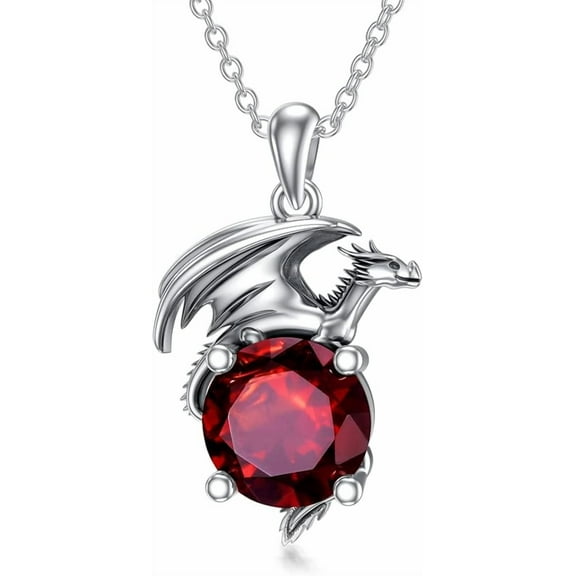 SOULMEET Dragon Necklace for Women/Men Sterling Silver Necklace with Birthstone Gift for Women/Men