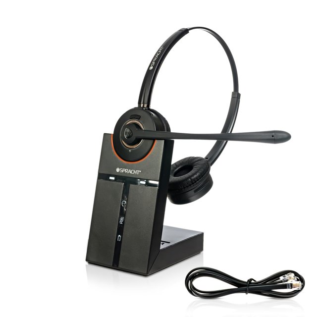 Auriculares inalámbricos Spracht DECT con micrófono, alcance de 350 m, conversación de 21 horas