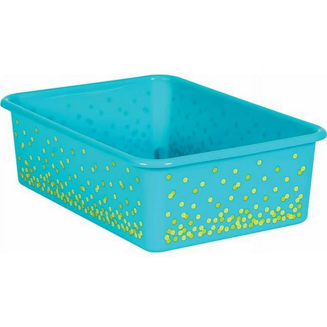 Teacher Created Resources TCR20900-3 Teal Confetti Large Plastic Bin - 3 Each