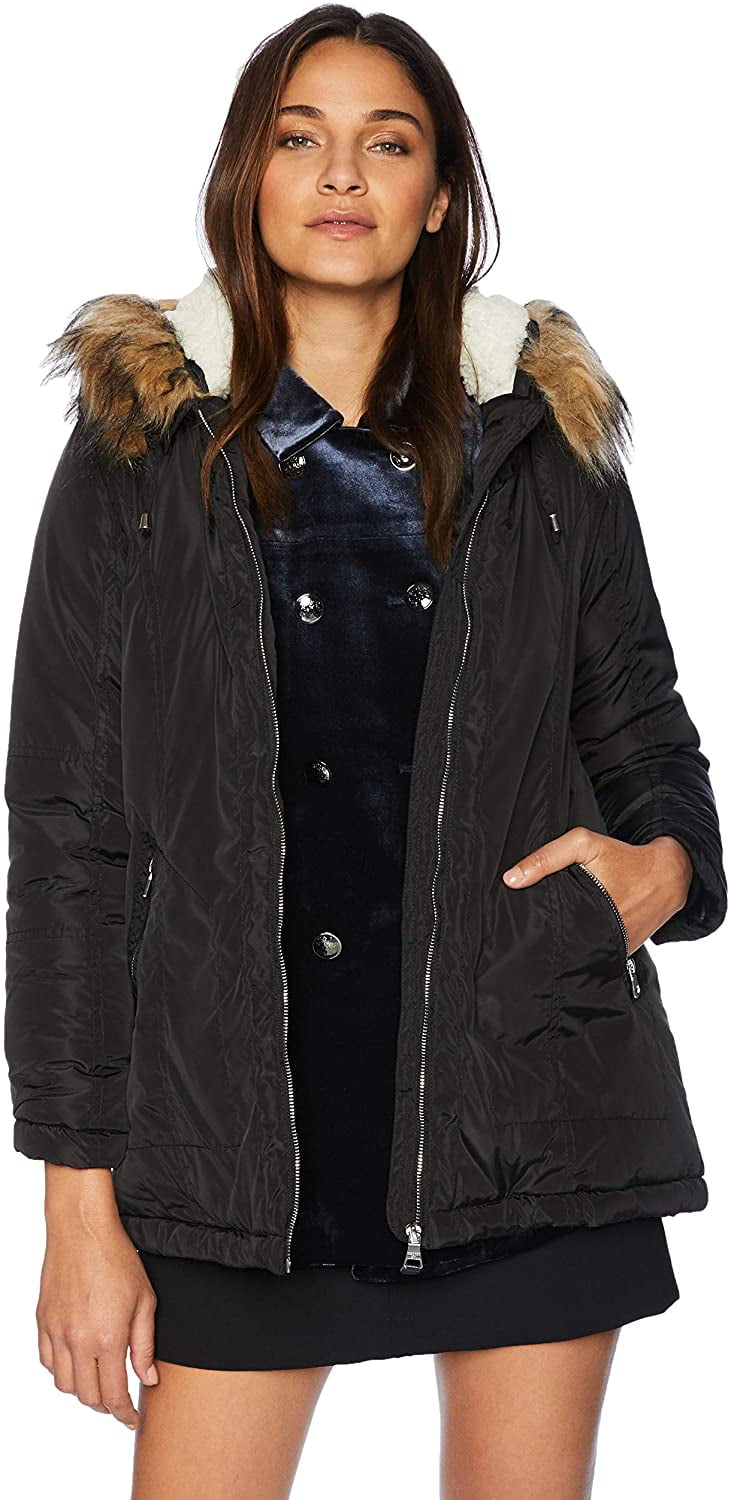 madden girl women's sherpa zip up jacket