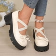 thumbnail image 6 of Bkhluea Women Cross Strap Bow Mary Jane Platform Shoes Comfortable Footwear For Office Casual Outdoor Daily Activities, 6 of 7