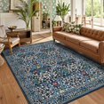 thumbnail image 1 of Garvee 8x10 Floral Area Rug Living Room Rug, Washable Rugs Non Slip Stain Resistant Soft Indoor Printed Rug Carpets, Low Pile Floor Mats for Bedroom Dining Room Home Office, Blue, 1 of 8
