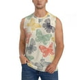 thumbnail image 2 of Lsque Butterfly Print Men's Cotton Blend Sleeveless Muscle Shirts (S-3XL)- Moisture Wicking, Odor Protection, UPF 30+,Medium, 2 of 8