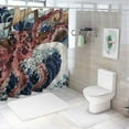 thumbnail image 7 of Shiartex Red Nautical Octopus Tentacles Shower Curtain Cool Ocean Kraken Great Wave Sea Animals Vintage Siren Marine Decor Bath Cutain 69x72, 7 of 7