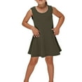 thumbnail image 5 of Glisme Summer Dress For Girls For Everyday Wear Sleeveless Floral A Line Sundress With Pockets For Spring And Casual Versatile Little Girl Princess Dress Size 4-5 Years,Army Green, 5 of 7