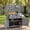 Gray, variant on Harper & Bright Designs Outdoor Kitchen Island with Stainless Table Top, Wood Kitchen Cart Grill Prep BBQ Table with Wheels, Garden Potting Bench with 3 Shelves and 2 Drawers, Gray