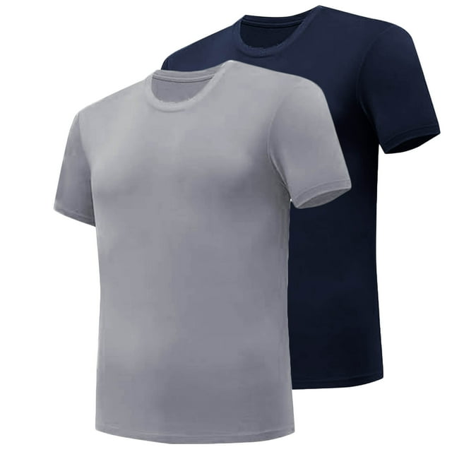 pstuiky camisetas de hombre, Camiseta deportiva de dos piezas con cuello redondo y manga corta para hombre, color liso ropa de hombre s