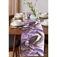 thumbnail image 4 of Purple Tropical Leaves Table Runner Cotton Linen 120 Inch Holiday Dresser Scarves, Simple Watercolor Palm Plants Tablerunner for Kitchen Coffee Dining Bedroom Dinner Scarf Décor 13''x120'', 4 of 9