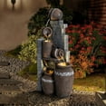 thumbnail image 5 of Magic Union 39.3" Tall Outdoor Water Fountain Garden Waterfalls Fountain with LED Lights 6 Tier Modern Indoor/Outdoor Floor Standing Water Fountain with Pump for Garden, Patio, House Decor,Gray, 5 of 8