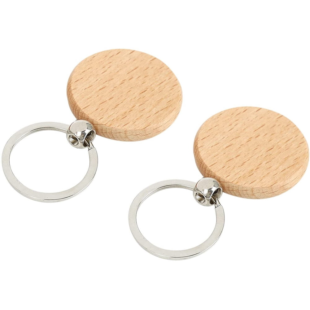 100Pcs DIY Blank Wooden Key Chain Rectangle Heart Round Ellipse Carving Key Ring Wood Key Chain Ring