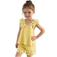 thumbnail image 2 of Stamzod Girls Summer Outfits 2 Piece Floral Tank Top and Short Sets Cute Clothes for Girls Yellow 6-7 Years, 2 of 8