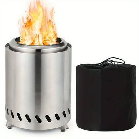 7 X 5.8" Tabletop Fire Pit Round, Stainless Steel Table Top Firepit Small, Outdoor Smokeless Firepit Portable With Thermal Insulation Mat And  Roasting Sticks