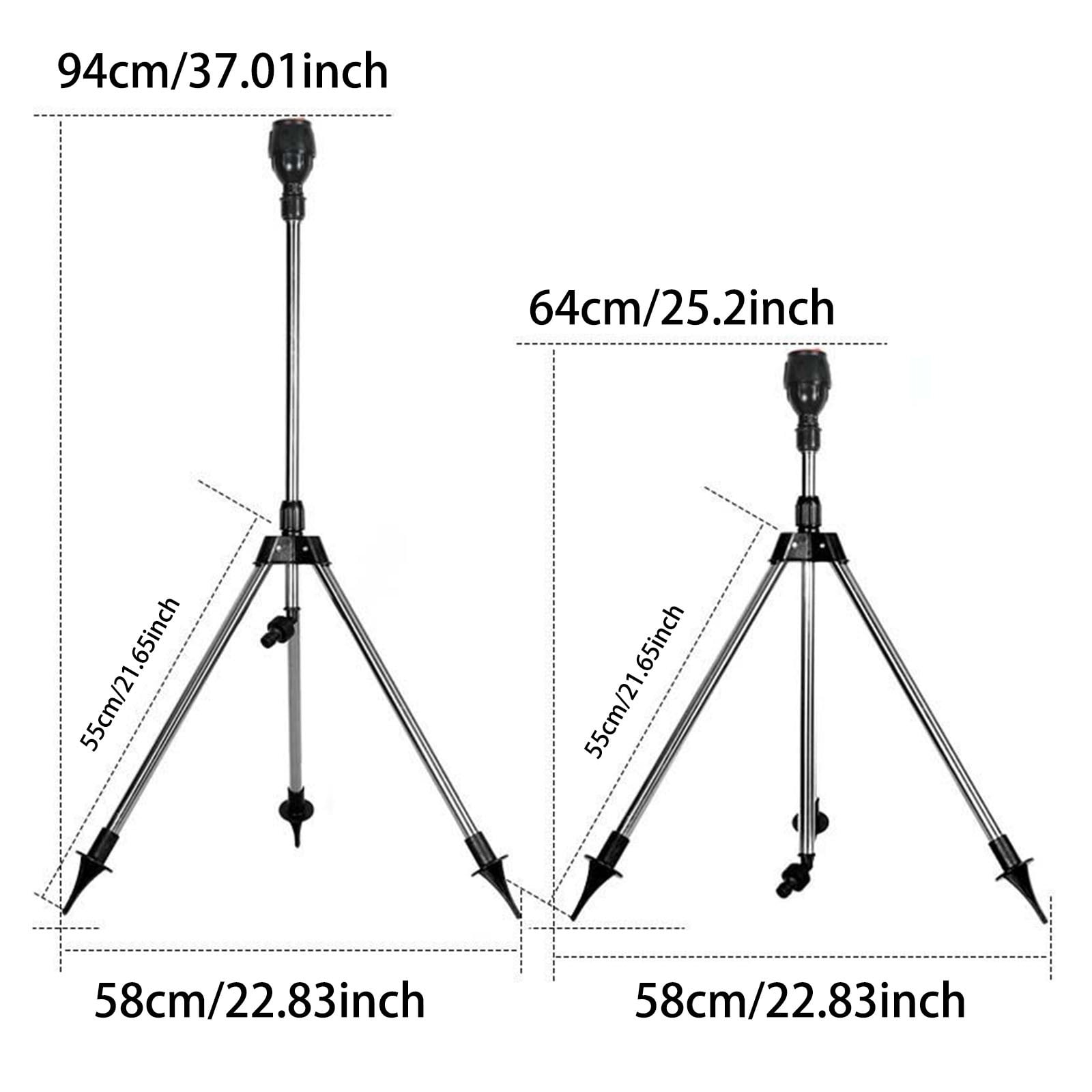 Tripod Sprinkler Adjustable Height Stainless Steel Lawn Sprinkler with Multi-Pattern Nozzle 360° Automatic Rotating Lawn Sprinkler for Garden Yard Agricultural Irrigation