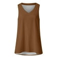 thumbnail image 3 of Lovskoo 2024 Tank Top for Women Summer V Neck Sleeveless T Shirt Tunic Casual Loose Solid Color Basic Blouses Khaki 3XL, 3 of 4