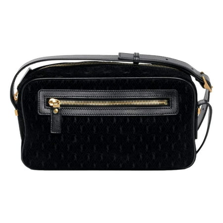 Saint Laurent YSL King Palm Suede Monogram Black Camera Bag 568608