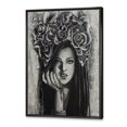 thumbnail image 3 of Designart 'Portrait Of A Young Woman With Flowers III' Modern Framed Canvas Wall Art Print, 3 of 5