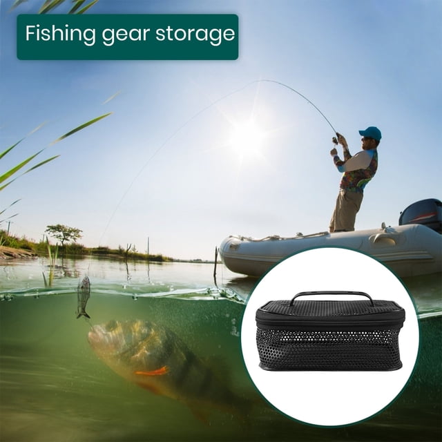 LJNYFDC Breathable Mesh Fishing Gear Handle Zipper Closure Large Capacity Breathable Mesh Portable EVA Raft Reel Lure Bait Fishing Tackle