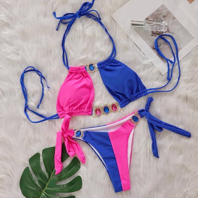 Traje de baño para mujer Traje de baño de color sólido para mujer + bañador y bikini de moda Traje de baño dividido Trajes de baño para mujer