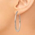 thumbnail image 3 of Diamond2Deal 14K White Gold Diamond-Cut 2mm Round Tube Hoop Earrings for Women (L- 1.58 inch, W- 0.08 inch), 3 of 6