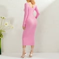 thumbnail image 3 of Douhoow Women Sweater Dress Casual Solid Color Long Sleeve V Neck Knit Wrap Dress, 3 of 9