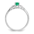 thumbnail image 2 of 14K White Gold Ring Band with Stones (05) May Emerald Oval Green Diamond Round, 2 of 5