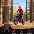 thumbnail image 5 of GlobalKeep Electric Dirt Bike for Teens Age 7+, 1000W Motor 1500W Peak E-Mountain Bike, 48V 17.5Ah Removable Battery, 16"x3" Fat Tire Electric Bike, Full Suspension, UL 2849, Red, 5 of 9