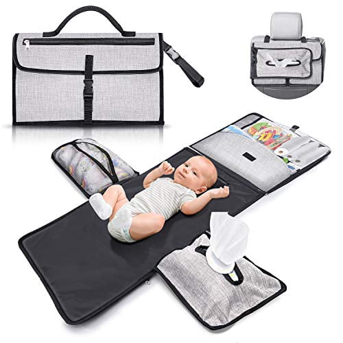 Gimars Portable Baby Diaper Changing Pad XL 6 Pockets Holding Anything, Detachable Waterproof