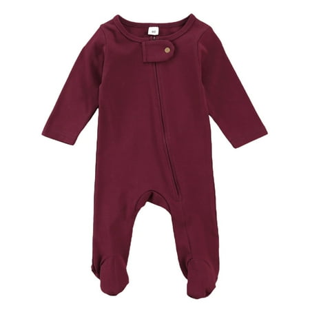 

Wallarenear Baby Boy Girl Footie Romper Ribbed Knit Pajamas Zipper Playsuit with Headband