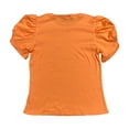 thumbnail image 2 of Vince Camuto Women's Short Puff Sleeve Ribbed Crewneck Top (Tangerine, XS), 2 of 4