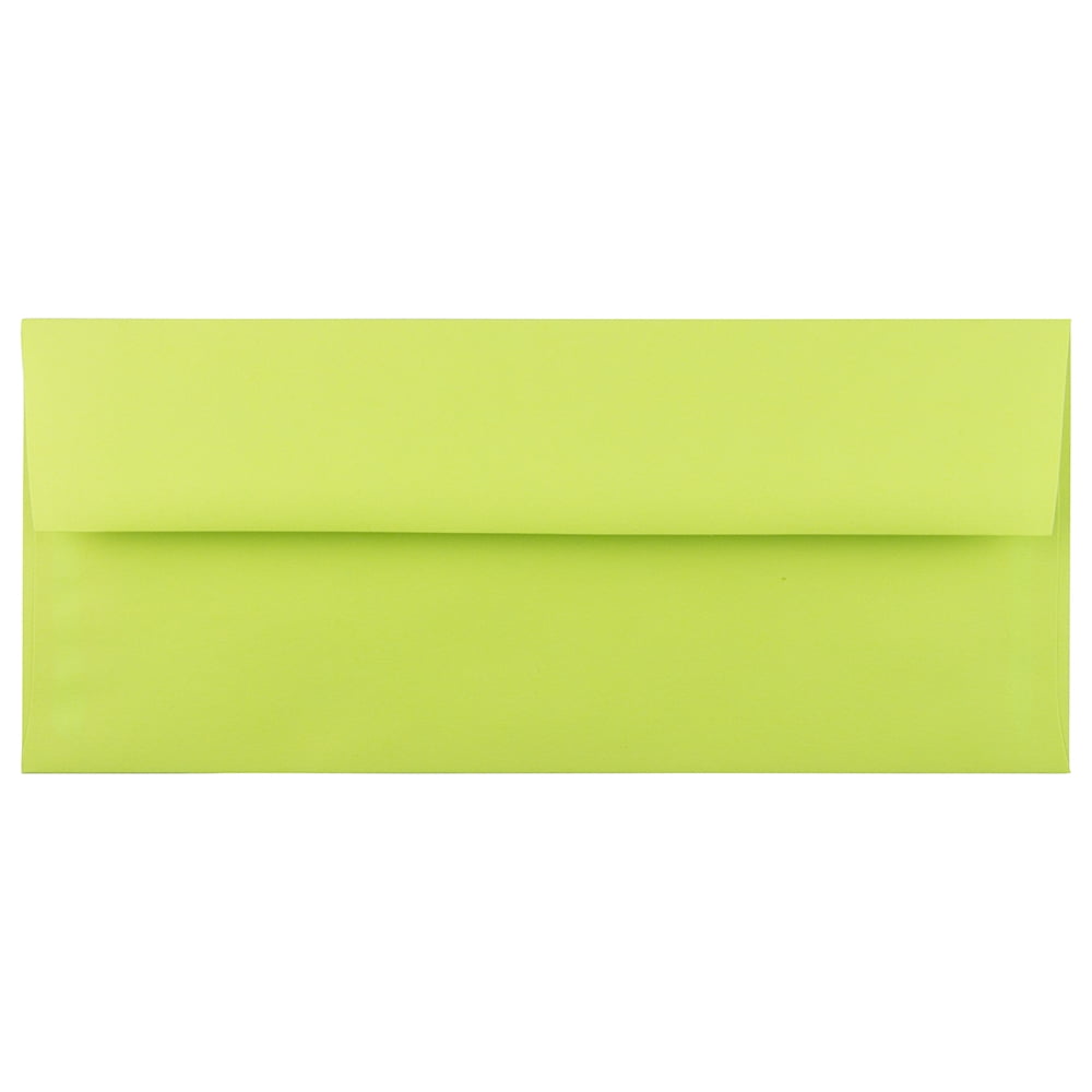 JAM 10 Business Colored Envelopes, 4 1/8 x 9 1/2, Ultra Lime Green