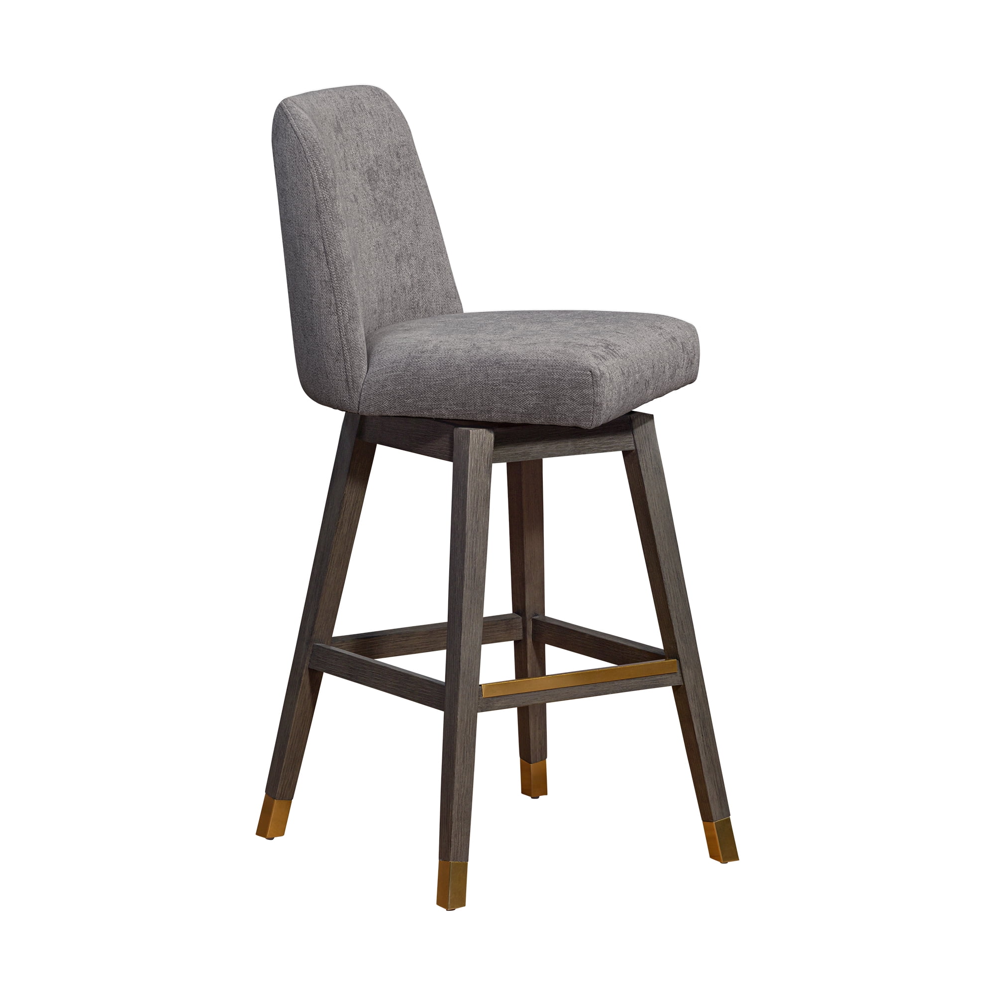 Amelia Swivel Bar Stool in Gray Oak Wood Finish with Mocha Fabric - Set of 3