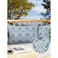 thumbnail image 3 of Outdoor Waterproof Throw Pillow Covers Set of 2 Blue Abstract Flower Decorative Pillowcases Lumbar Outdoor Pillows Cushion Case 20x12 Inch Abstract Medieval Mural Patio Pillows for Couch Sofa Bed, 3 of 9