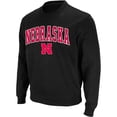thumbnail image 2 of Men's Colosseum Black Nebraska Huskers Arch & Logo Crew Neck Sweatshirt, 2 of 5