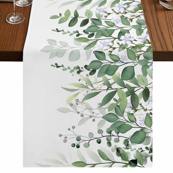 Table Runners 90 Inches Long Dress Scarves, Green Leaves Farmhouse Coffee/Dining/Kitchen Table Runner for Living Room, Summer Botanical 13x90 Inch