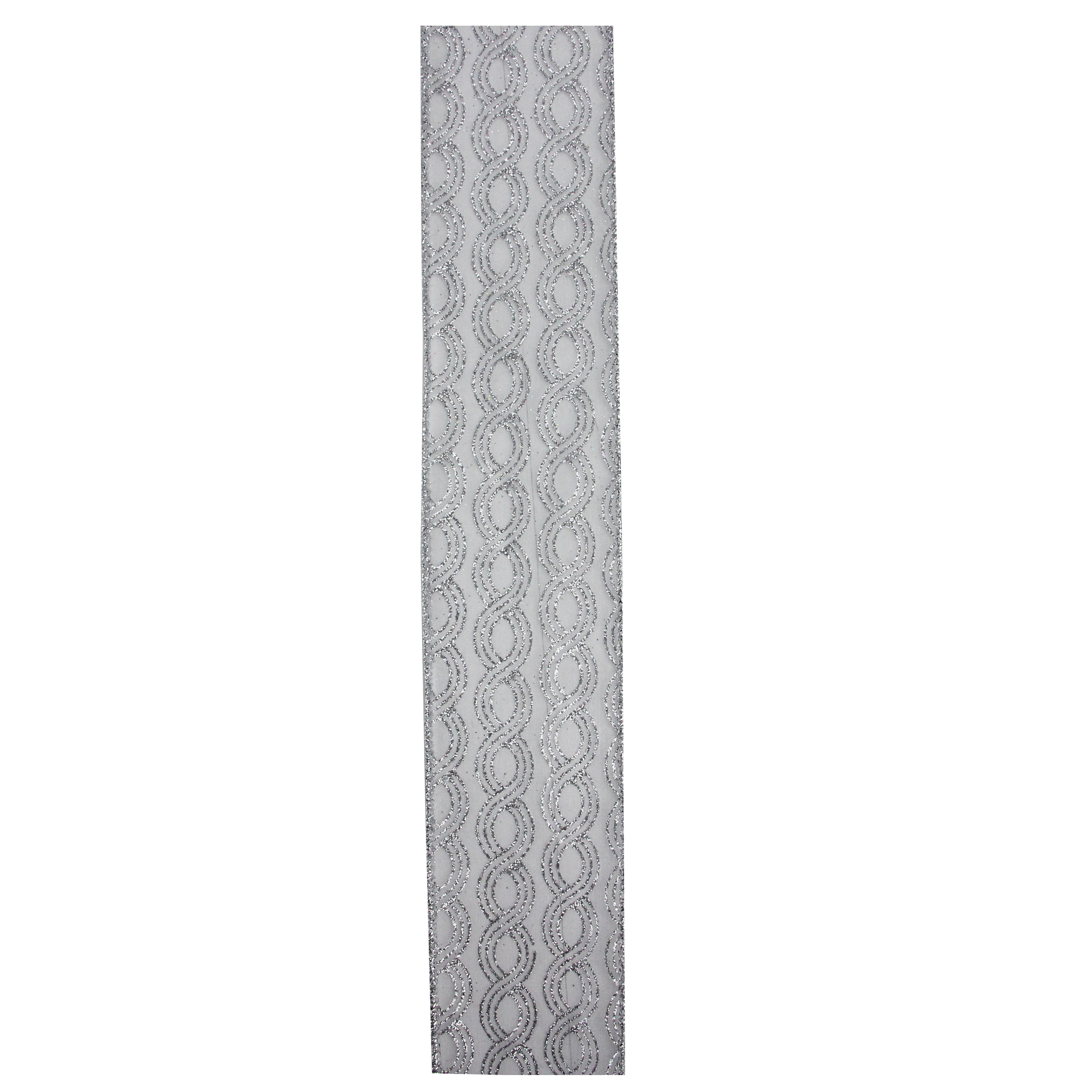 Northlight Pack of 12 Silver Glittering Swirl Wired Christmas Craft Ribbons 2.5" x 120 Yards