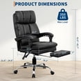 thumbnail image 3 of Historyli Silla de escritorio de oficina, reposacabezas ajustable y soporte lumbar, reposabrazos reversibles, cómoda silla de computadora con ruedas para estudio y lugar de trabajo, PU negro, 3 of 8