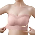 thumbnail image 2 of Women Knit Strapless Bandeau Bra Scalloped Lace Edge Antiâ Invisible TubeâTop Bralette for Layering, 2 of 9