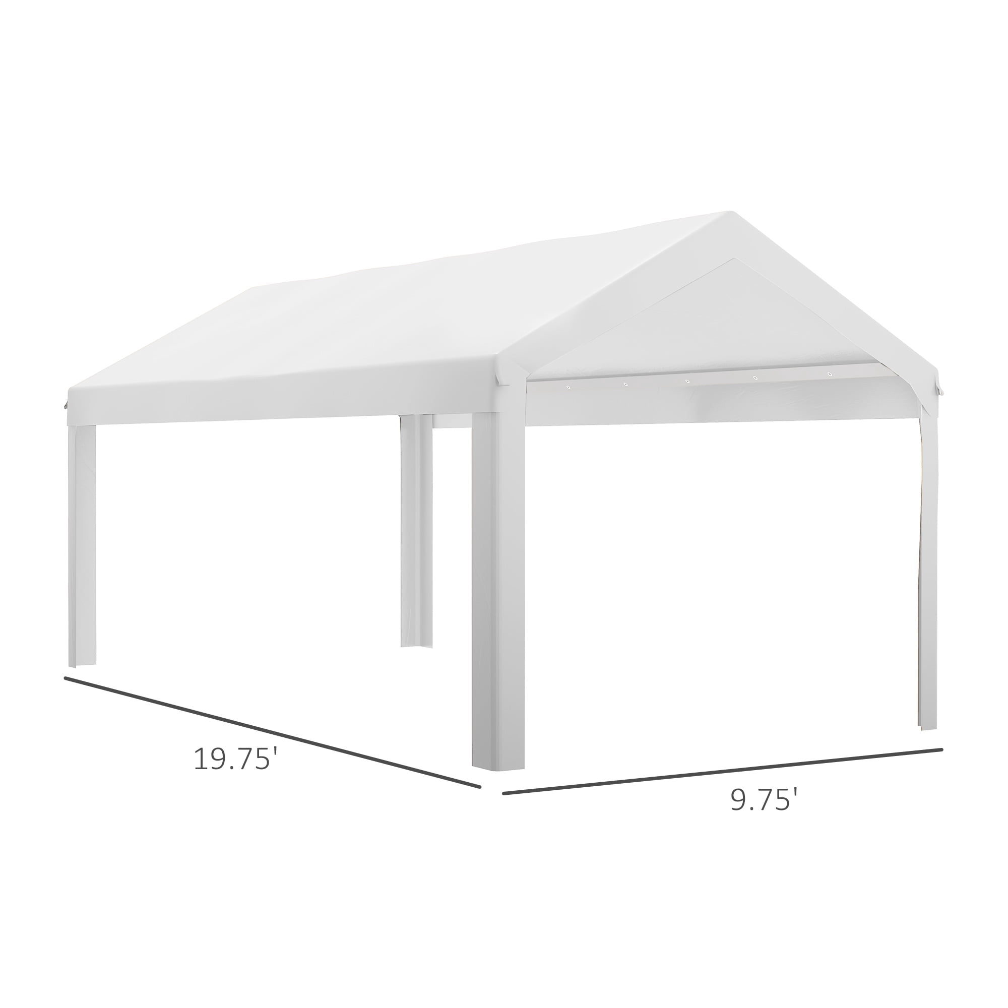 Outsunny 117.25 x 235.75 x 0.01 inches White Carport