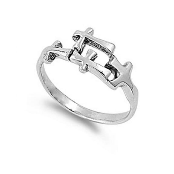925 Sterling Silver Quad Cross Articulation Ring Size 5