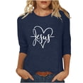 thumbnail image 2 of Xihbxyly Blouses pour Femmes Manches 3/4 T-shirt Imprimé Mode Manches 3/4 Blouse Col Rond Hauts Décontractés, 2 of 4
